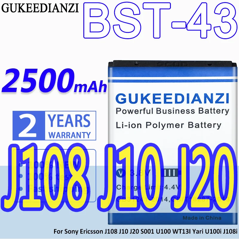 

Аккумулятор GUKEEDIANZI большой емкости 2500 мАч для Sony Ericsson J108 J10 J20 S001 U100 WT13I Yari U100i J108i BST 43
