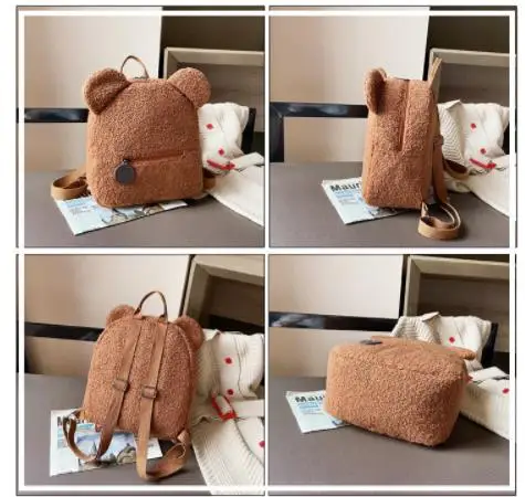 

Fashion Children School Bags Cute Bear Ear Fleece Kids Backpack Boys Girls School Bags Mini Backpack Book Bag