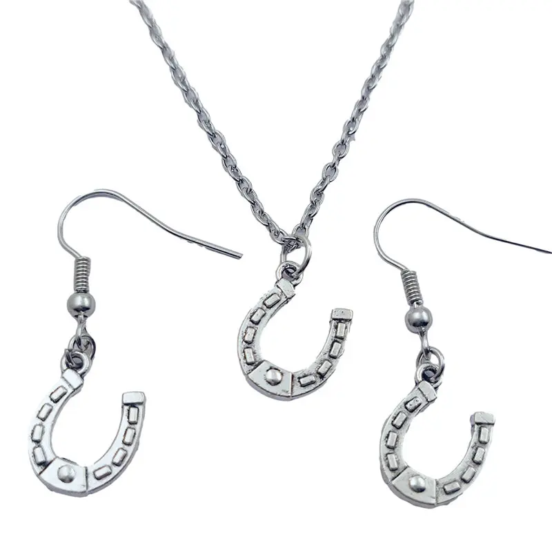 

horseshoe horse cowboy Jewelry Set Creative Earring Necklace Sets,Antique,Beauty Vintage Fashion Women Girl Gifts
