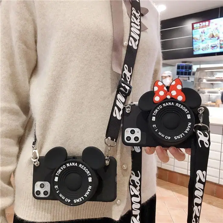 

3D Cute Zipper Wallet Camera Cartoon Phone Case for iPhone 14 13 12 SE 7 8 Plus X XR XS 11 Pro Max Soft Silicone Purse Bag Cover