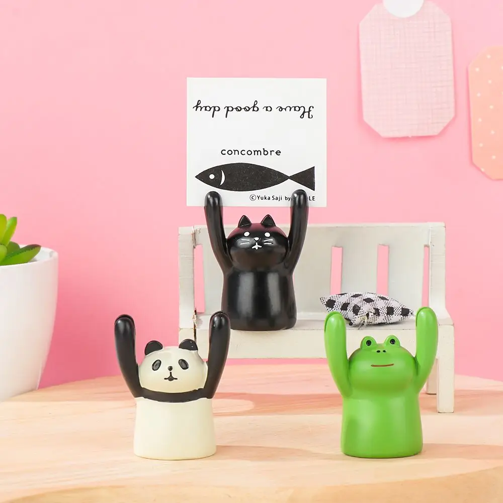 

Cartoon Panda Frog Cat Shape Card Holder Photo Stand Memo Cute Note Stand Holder Office School Supplies Home Desk Decoration
