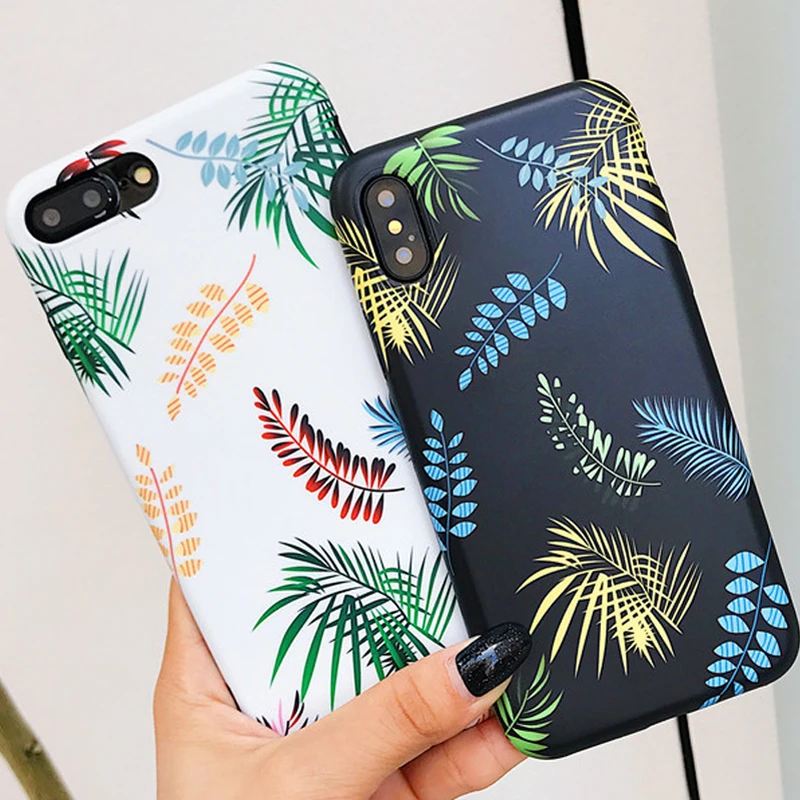 Colorful Leaves Pattern Phone Case for iPhone 6 6s 7 8 Plus X Xs XR Max TPU Soft Back Cover |