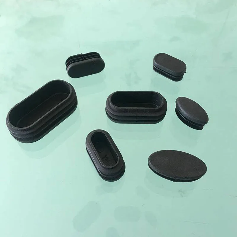 20PCS Black Oval Plastic Blanking End Cap Tube Plug Inserts Pipe Box Chair Desk Furniture Noise Proctor Mat Covers Accessories