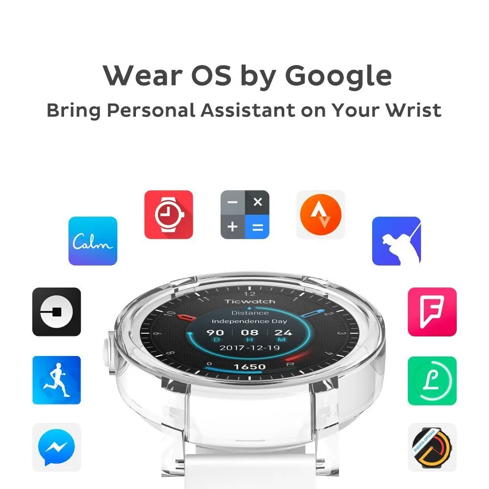 TicWatch E белые Смарт часы Bluetooth умные с gps Android и iOS совместимые спортивные IP67 Mobvoi