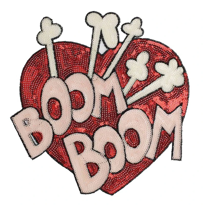 

High Quality Love Heart Boom Letter Patches Sew On Red Heart Appliques Diy Clothes Jeans Clothes Accessories Coat Stickers
