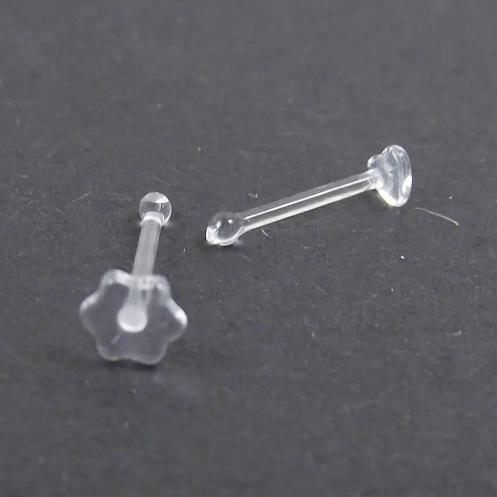 Кольца гвоздики из прозрачного мягкого пластика для пирсинга носа колец в форме