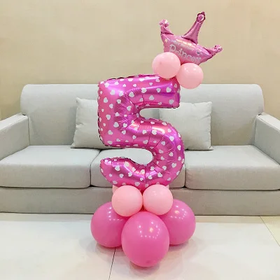 Pink 5 1 комплект воздушные шары в форме цифр номер Фольга воздушные шары на день рождения, свадьбу, Рождество вечерние Декор поставки на день рождения воздушные шары - Цвет: Pink 5