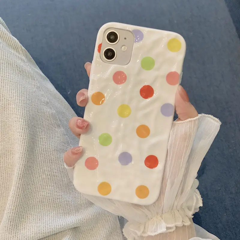 

Multicolor Dot Case For iPhone 11 12 Pro Max X XR XS Max 7 8 Plus Simple Soft Silicone Full Protective Phone Cover Coque Fundas