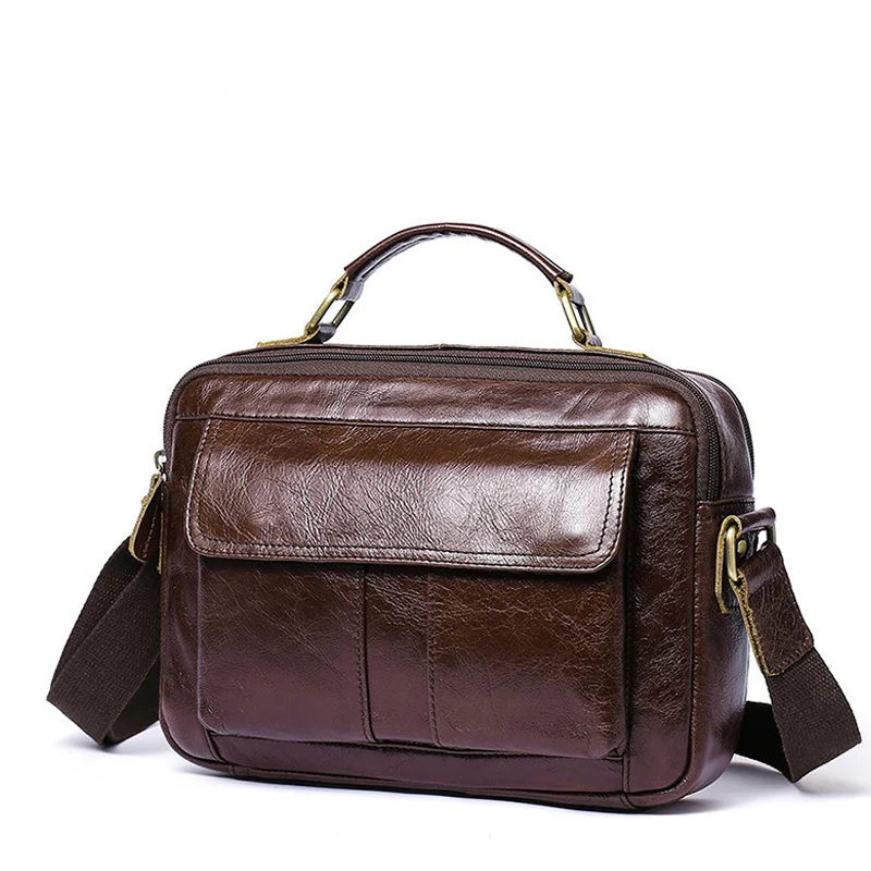 Сумка на плечо мужская из 100% натуральной воловьей кожи мессенджер портфель кросс