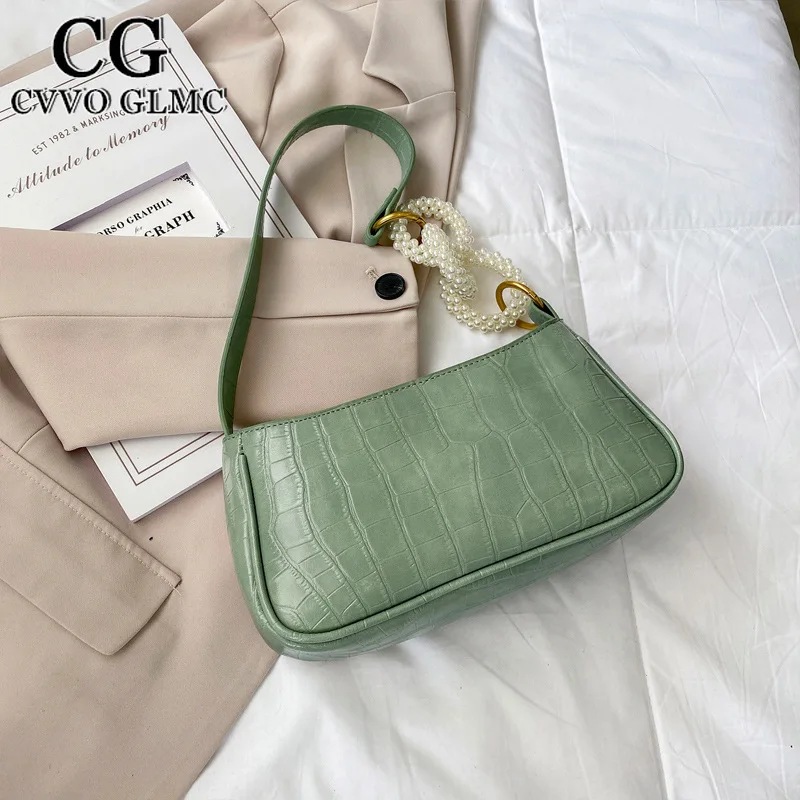 

Cvvo Glmc Small Stone Pattern PU Leather Shoulder Bag for Women 2021 Lady Handbags and Purses Female Branded Totes