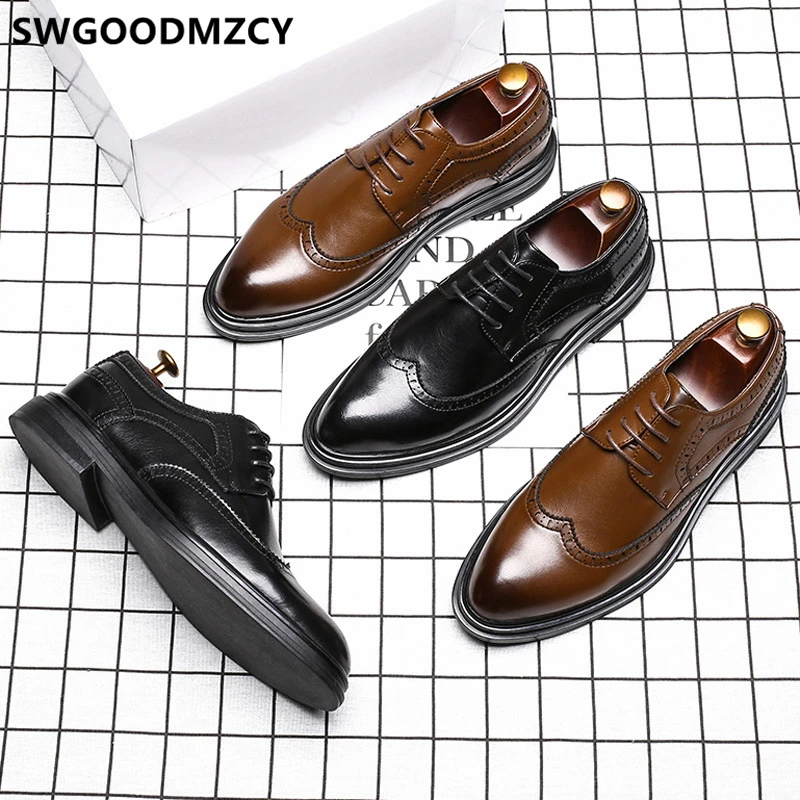 

Business Shoes Men Leather Vintage Shoes Men Oxford Coiffeur Brogue Dress Office Shoes Men Classic Wedding Dress 2021 Ayakkabi
