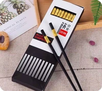 10 pairs ironx portable sushi chopsticks travel picnic black chop sticks set alloy japanese style with box set for gift