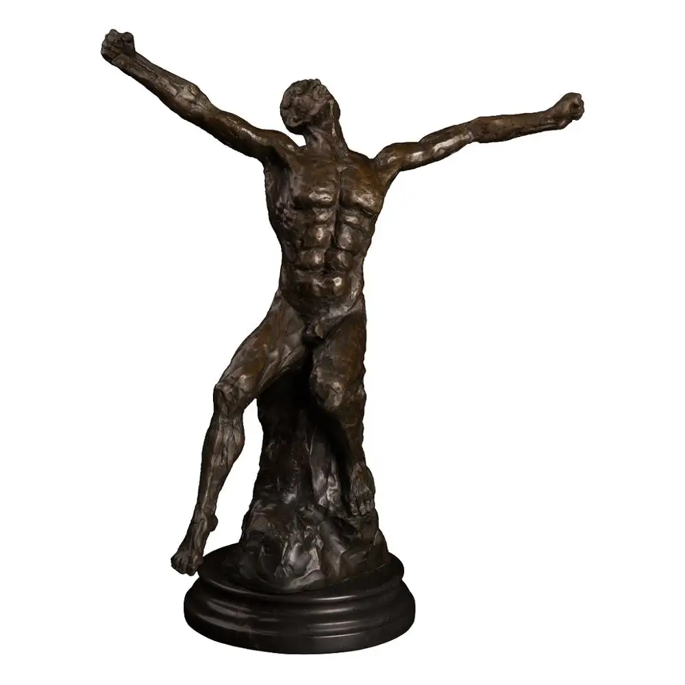

38CM Modern Abstract Art Bronze Sculpture muscle Man Body Statue Art Studio Decoration