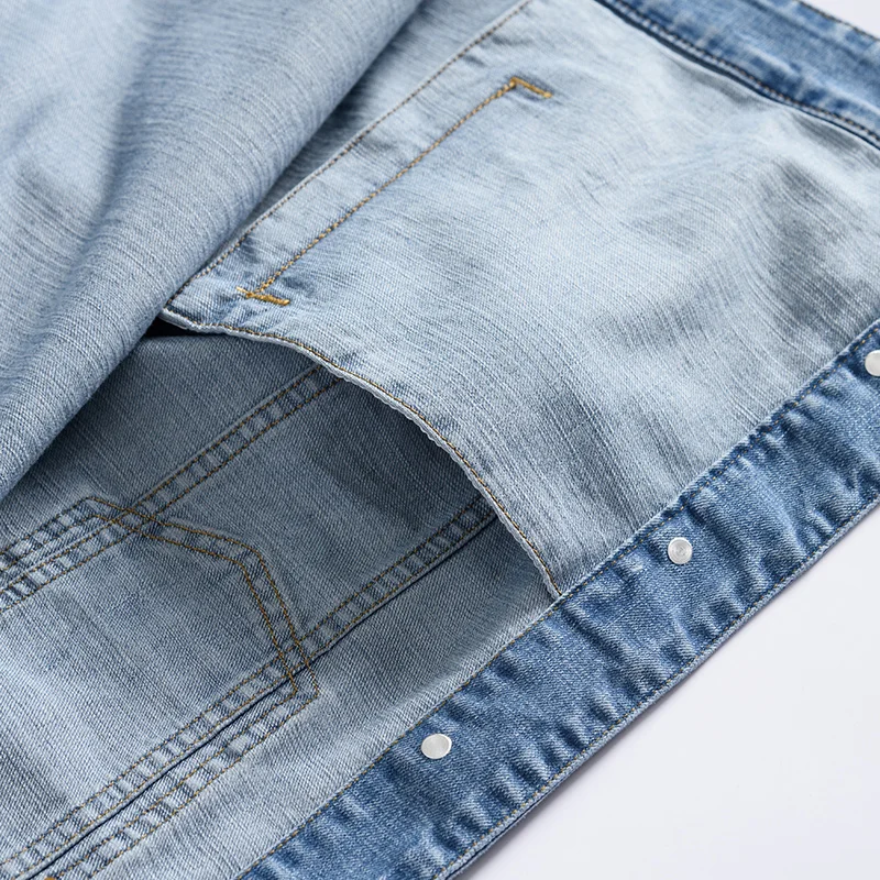 

2021 spring trend fashion brand men's casual denim jacket high-quality cotton youth fashion lapel jacket light blue dark blue