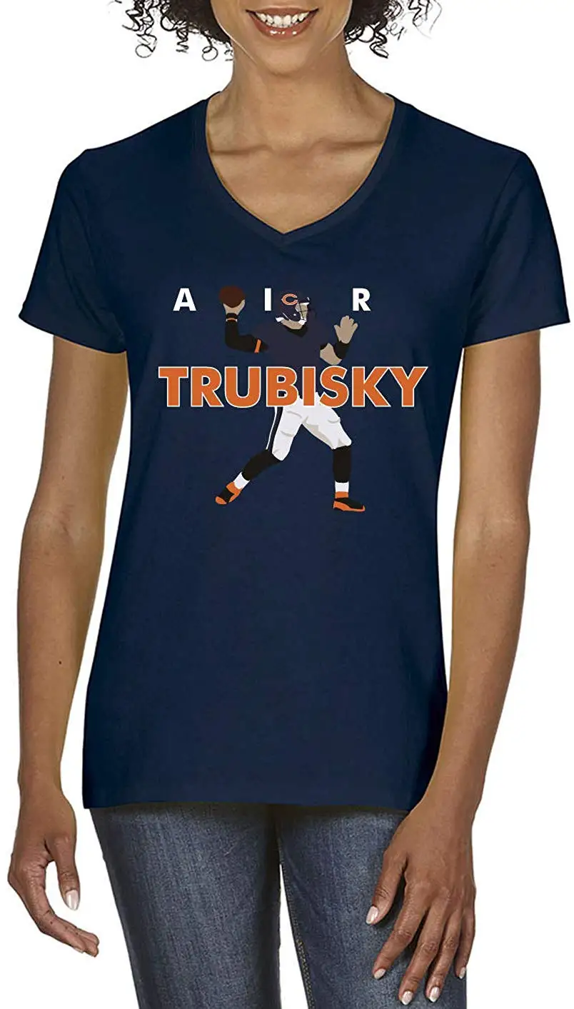 TSDFC Navy Chicago Trubisky Air женская футболка с v-образным вырезом Унисекс Мужская |