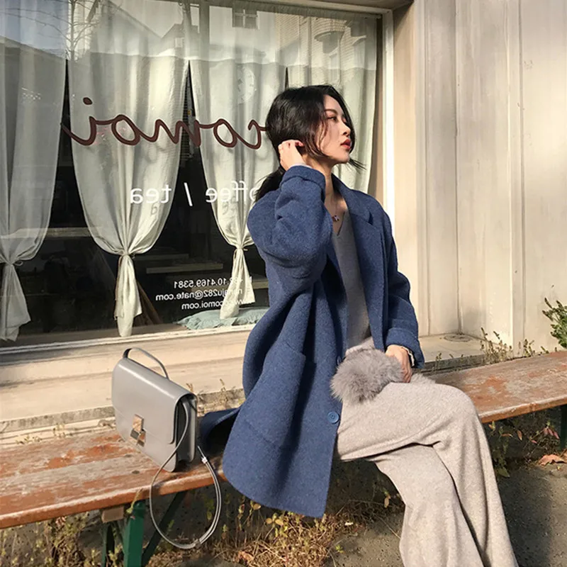 

Trendy Solid Winter Women Coats 2019 Autumn Solid Color Overcoat Casual Turn-down Collar Slim Outerwear Female Coat New