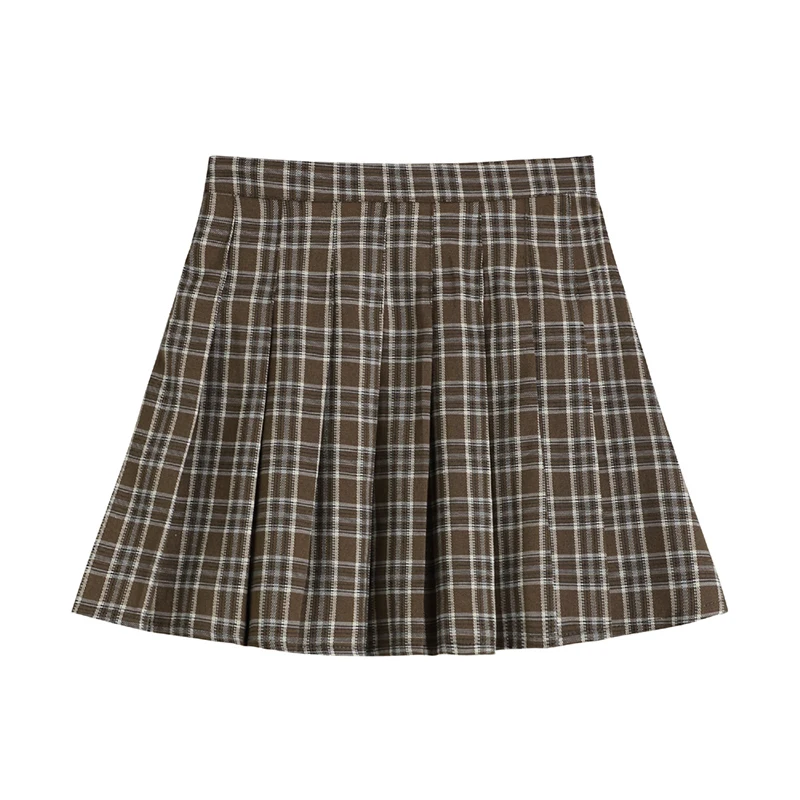 

LANMREM Casual Prom Female Plaid Half High Waist Slim A-line Short Skirt Versatile Pleated Women's 2021 New Arrival 2K1133