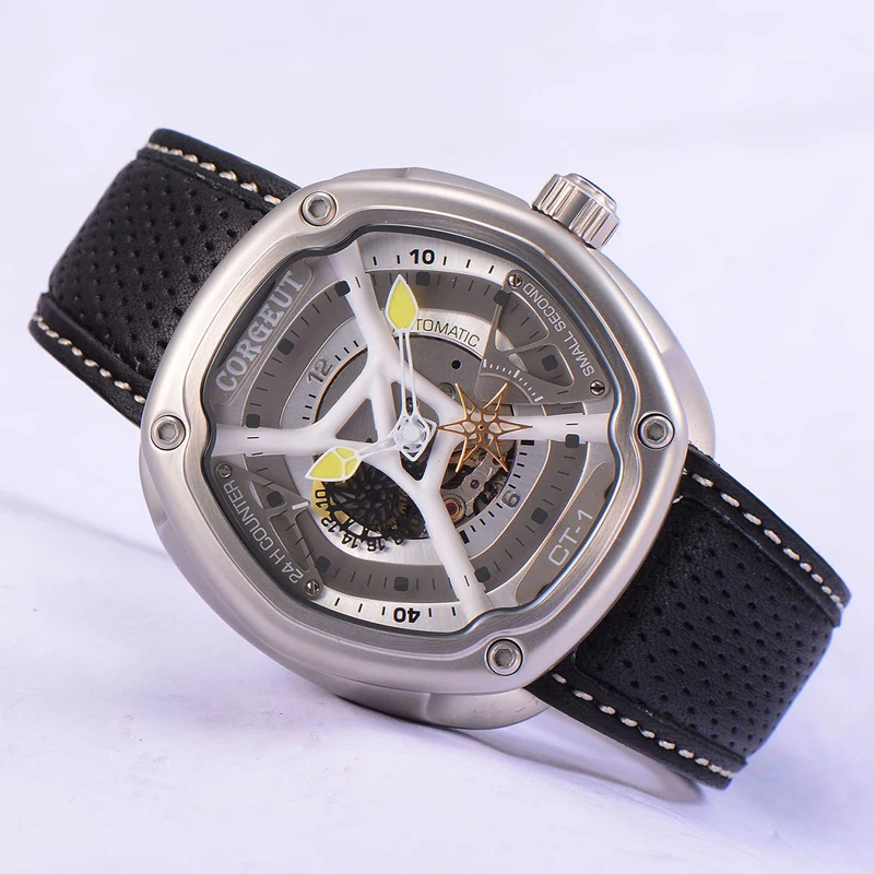 Мужские автоматические спортивные механические часы с серым циферблатом 46