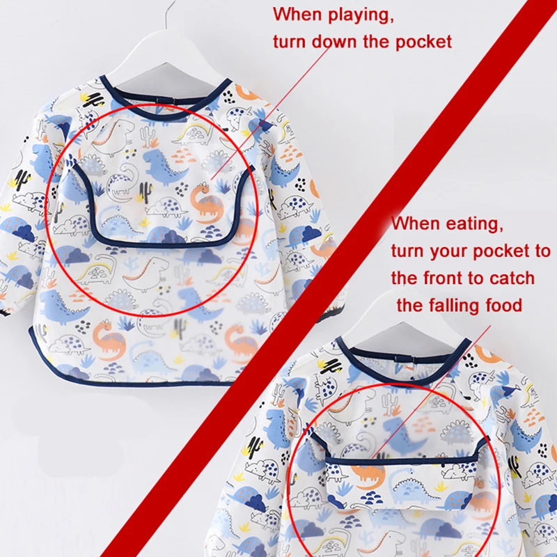 Детский нагрудник водонепроницаемая рубашка с длинным рукавом