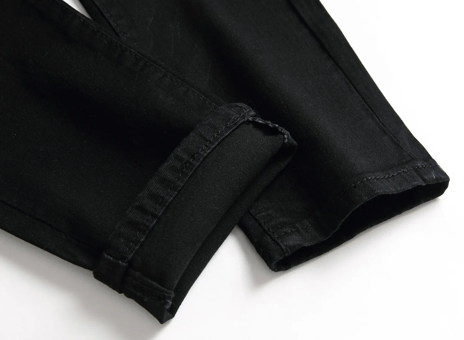 

21 spring and Summer Black skinny jeans with knee holes men's slim stretch pants mens jeans streetwear men