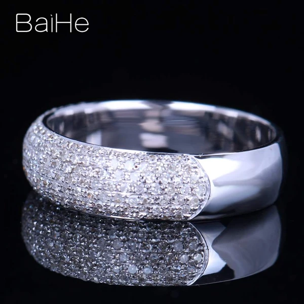 BAIHE, 14 к, белое золото, 0.55CT, сертифицировано H/SI, круглая огранка, натуральные бриллианты, ювелирное изделие, хорошее, свадебное, модное, женское, подарочное кольцо