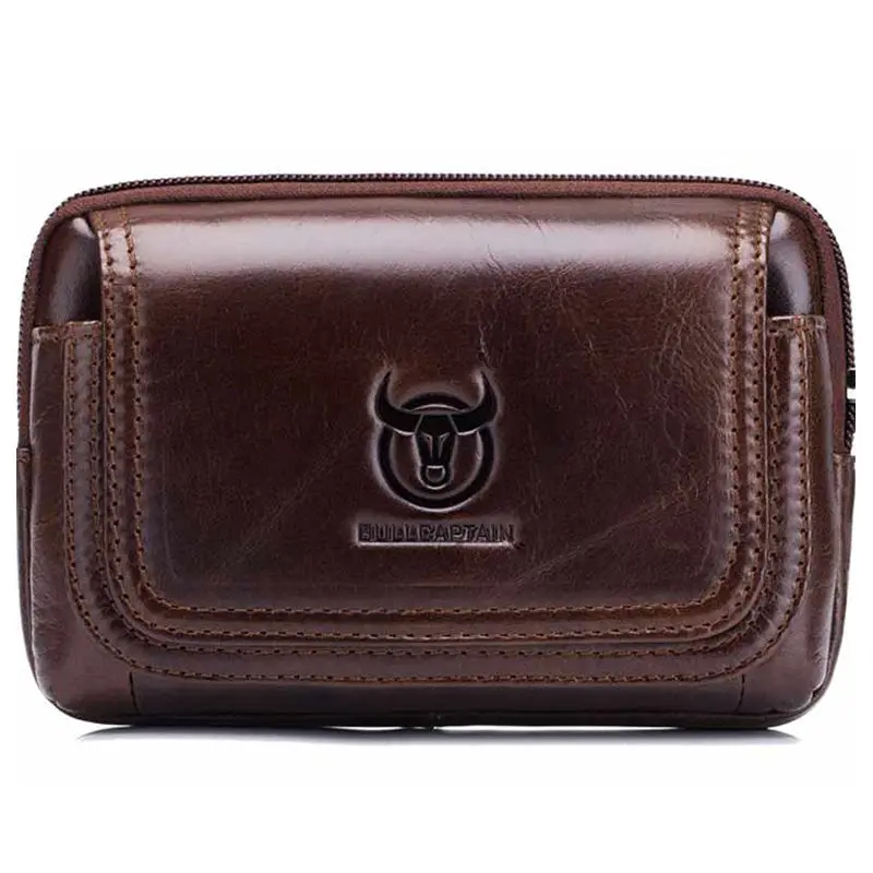 hot sale bullcaptain male purse leisure sling bag small pocket new men waist bag leather sling cigarette bag mobile phone bag free global shipping