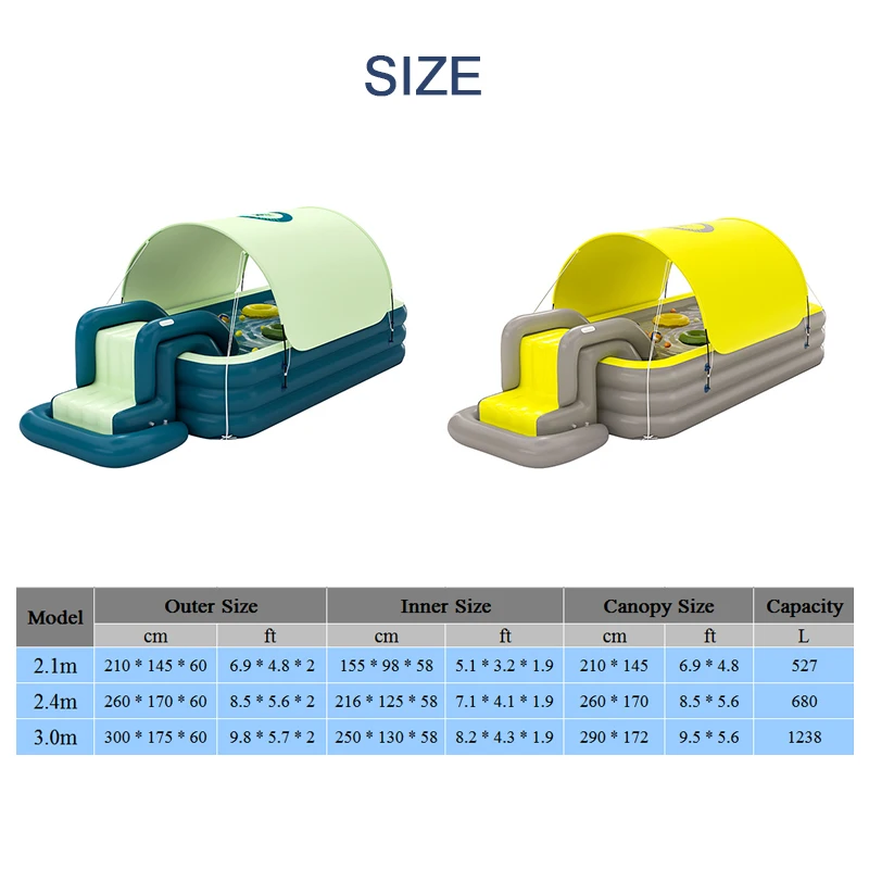 

Auto Inflation Swimming Pool Sun Resistant Inflatable Pool Float Raft Removable Canopy for Outdoor Backyard Water Party