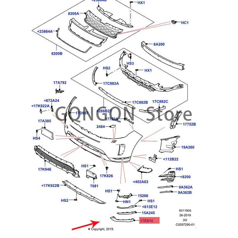 

CAR front bumper trim 2019 -2021lan dro ve rra nge rov ere voq ue cover front bumper trim strip bright strip front bumper lower
