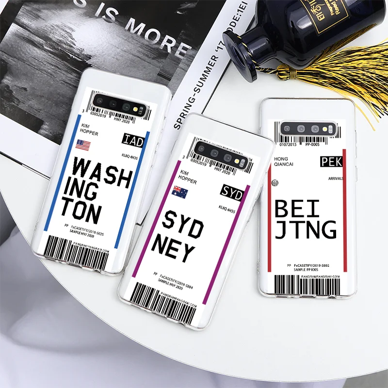 Чехол этикетка с авиабилетом в Пекине Токко Сиднее Сити для samsung Galaxy S10e S11e S6 S7 Edge S8