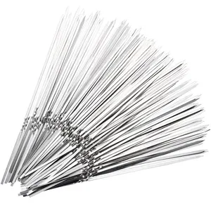 15pcs stainless steel bbq meat sticks long chef grill food holders skewers needle prongs for barbecue party skewers shipping free global shipping