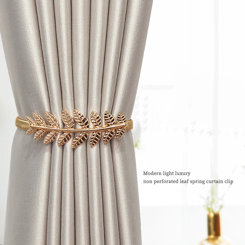 

Nordic Style Spring Curtain Strap Curtain Clip Metal Electroplating Elastic Tie Rope Curtain Hooks Home Decor Curtain Tieback