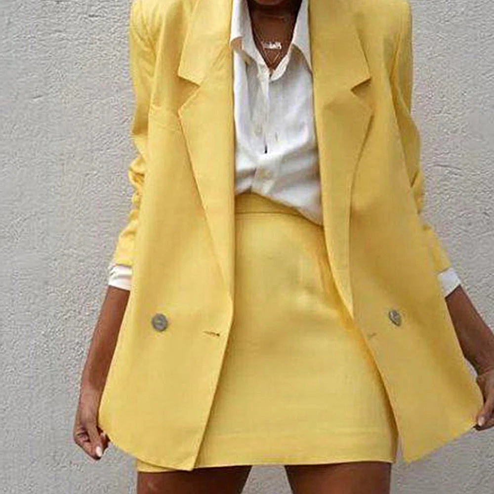 Комплект из двух предметов Женский Повседневный блейзер + мини-юбка комплект