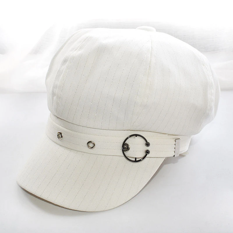 

Fashion Hat Women Octagonal Cap Beret Striped Retro French Artist Hat Painter Octagonal Hats Black Brown All-Match Casual Caps