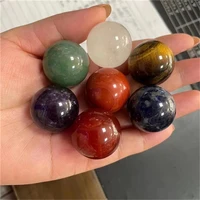 25mm polished yoga stone gemstone ball natural 7 chakra crystal sphere set for sale