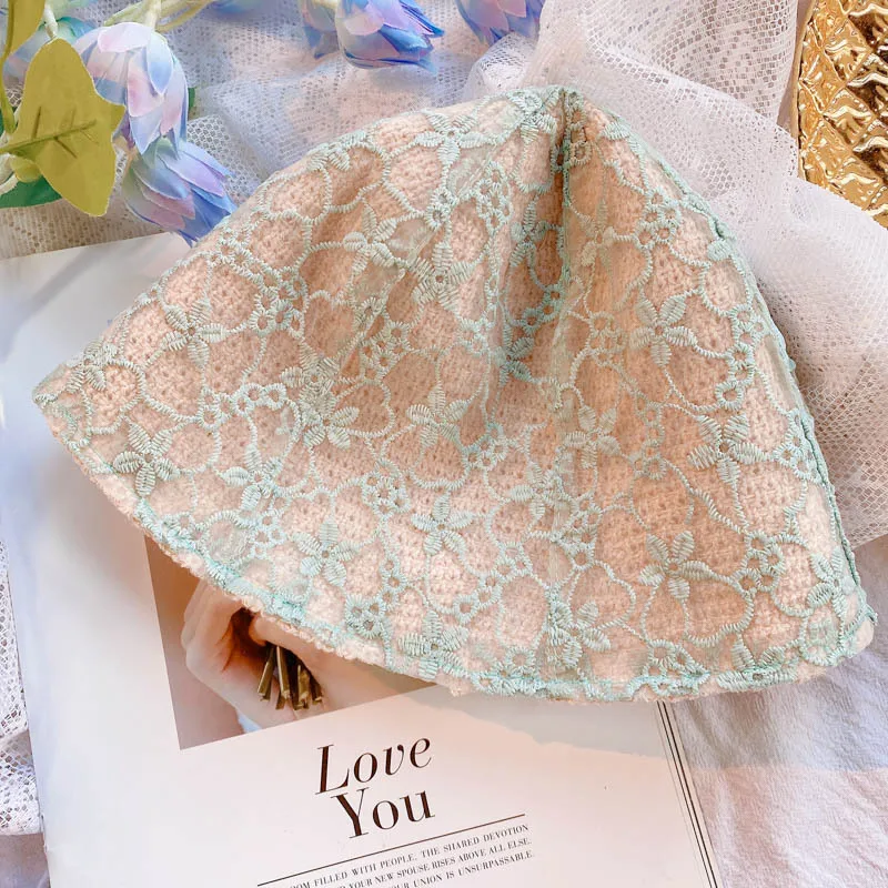 

2021 New Child Sunscreen Beach Hats Cute Beanies for Girls Baby Bucket Hat Bonnets Solid Color Lace Fisherman Hats for Baby Caps