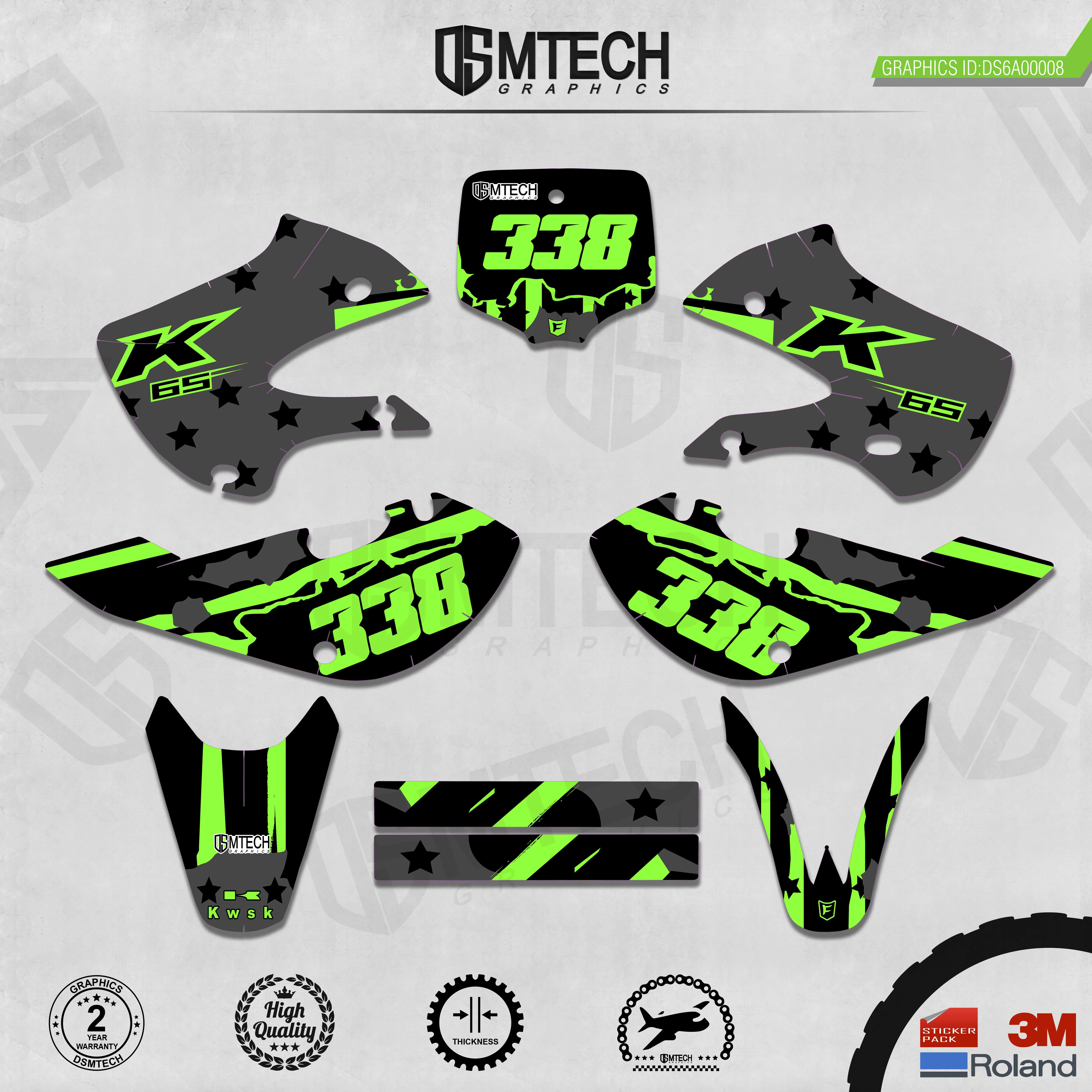 DSMTECH Customized Team Graphics Backgrounds Decals 3M Custom Stickers For KAWASAKI  2000-2020 KX65 008