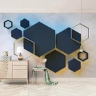 3D стереоскопическая Геометрическая шестиугольная мозаика любого размера на заказ, Большая фреска для спальни, прикроватной тумбочки, гостиной, фона для телевизора, современные обои