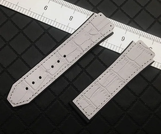 Light grey strap Цветной 25*19 мм из натуральной кожи резиновый силиконовый ремешок для часов с застежкой бабочкой для Hublot ремешок для большого взрыва ремень классический fusion инструменты - Цвет ремешка: Light grey strap