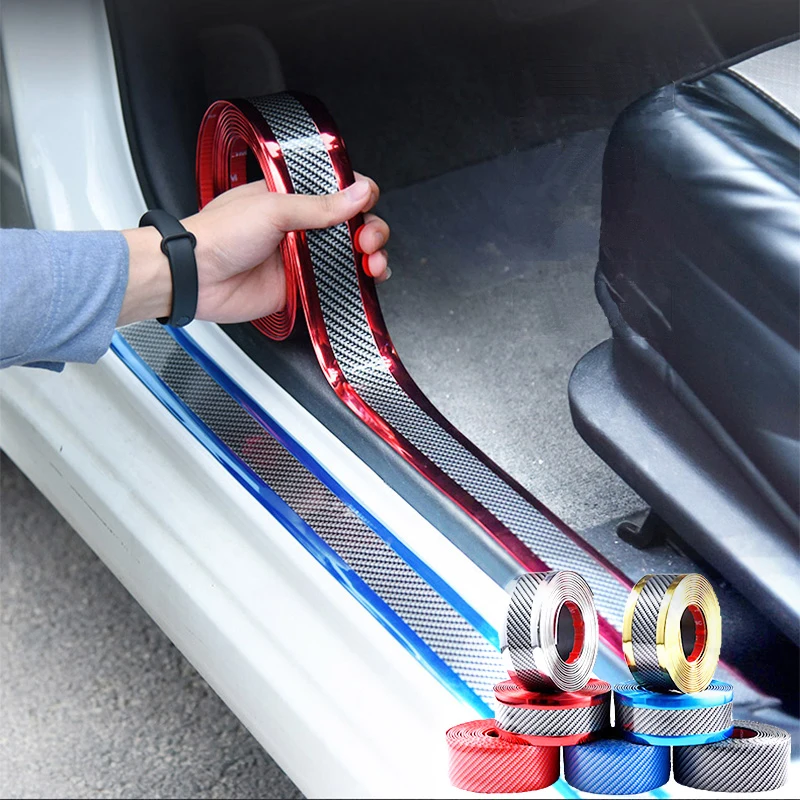 

5cm 7cm Carbon Fiber 3M 5M Car Stickers Door Sill Protector Goods For KIA Toyota BMW Audi Mazda Ford Hyundai LADA LIFAN MG ect.