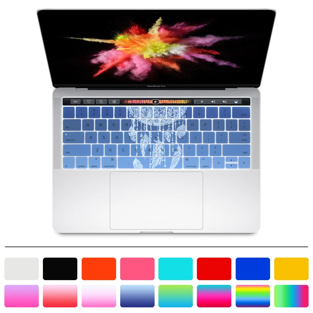 Силиконовая Радужная клавиатура HRH Ловец снов чехол с клавиатурой для Macbook New Pro 13