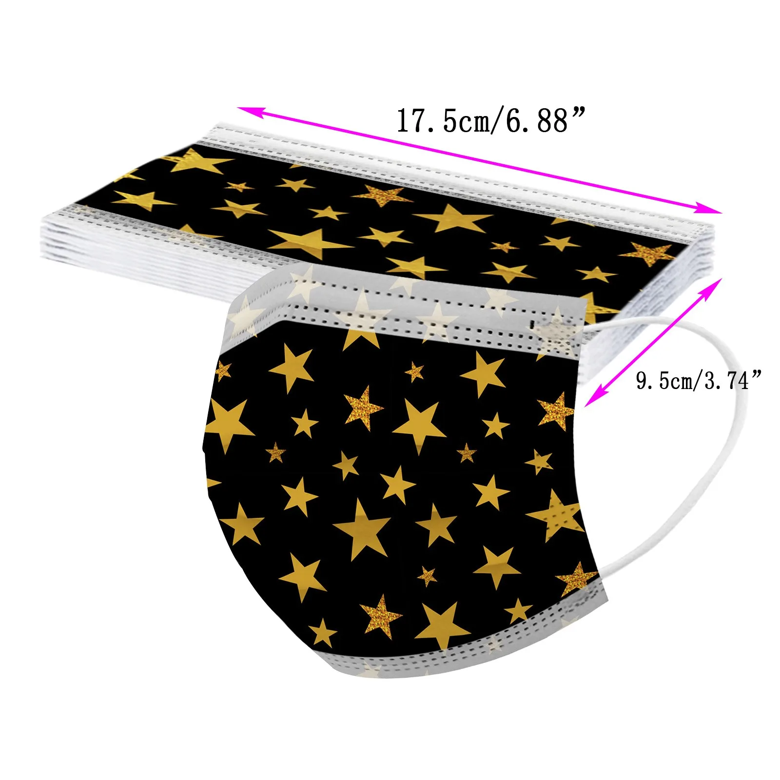 

Black Star Prints Adult Disposable Mask 3 Layer Filter Hygiene Mouth Mask Earloop Face Mask Mascarilla Masque 10/20/30/50/100Pcs