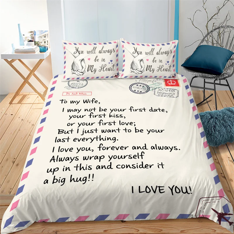 

Luxus 3D Liebe Brief Drucken Home Living Komfortable Bettbezug Kissenbezug Kinder Bettwäsche-sets Königin und König EU/UNS/AU/UK