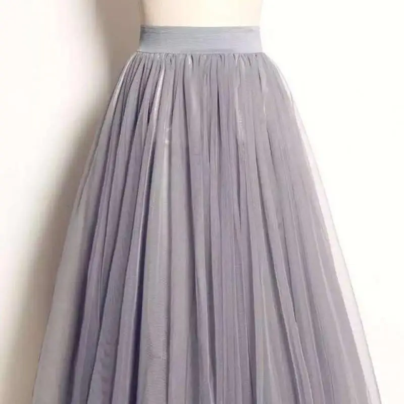 Женская сетчатая юбка пачка однотонная черная или белая макси с поясом на