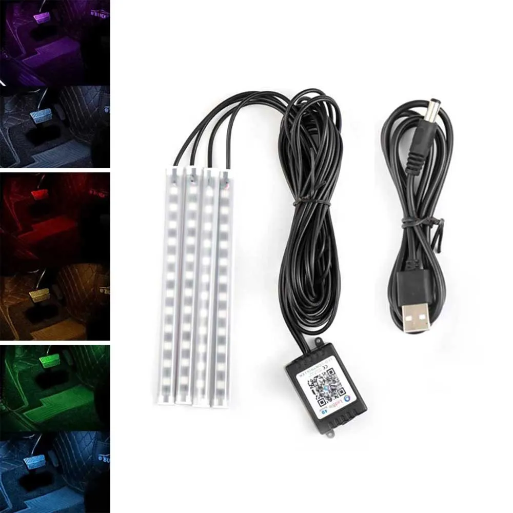 

Car LED Decorative Light Strip With Remote Music Control Multiple Modes Silicone High-quality RGB LED Strips