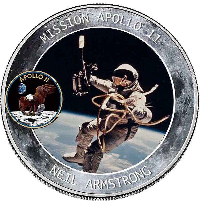2019 50-я годовщина Apollo 11 посадка в виде Луны Серебряная Фотография Прямая поставка