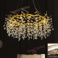 french modern gold led chandeliers lighting hall dining room decoration crystal ceiling chandeliers lamp furniture living room