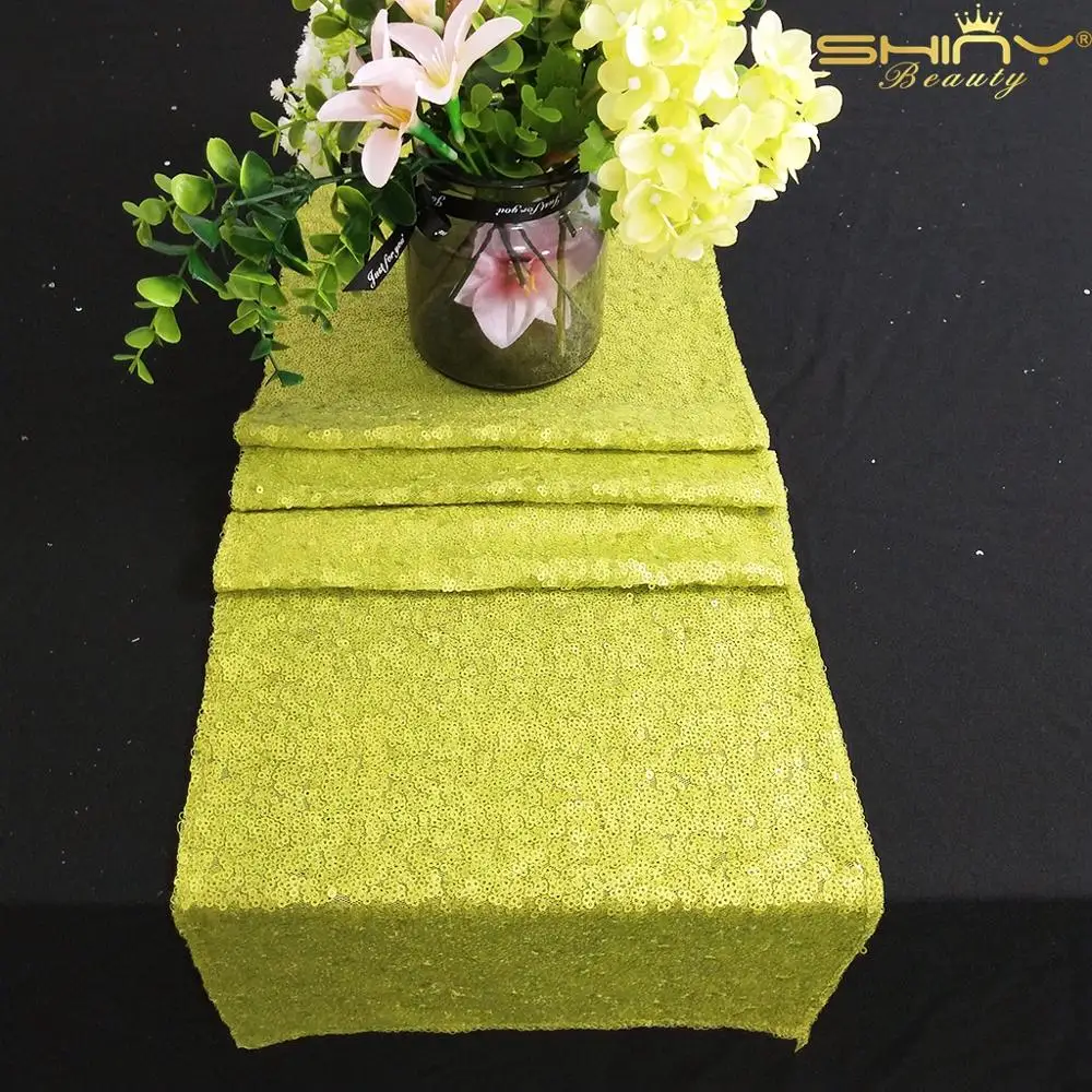 30x225 см Рождественский настольный бегун с зелеными блестками скатерть украшение