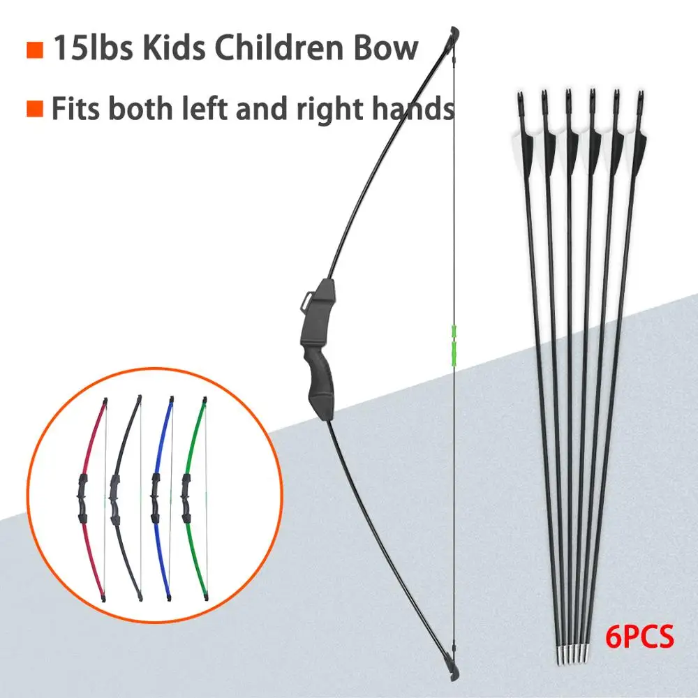 

6PCS Fiberglass Arrows and43" 15lbs Kids Children Bow Archery Recurve Takedown Bow Youth Hunting Target Practice Game