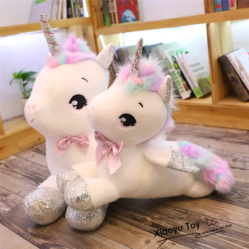 30 80 см большой Размеры kawaii единорог плюшевые игрушки животных Единорог лошадка с