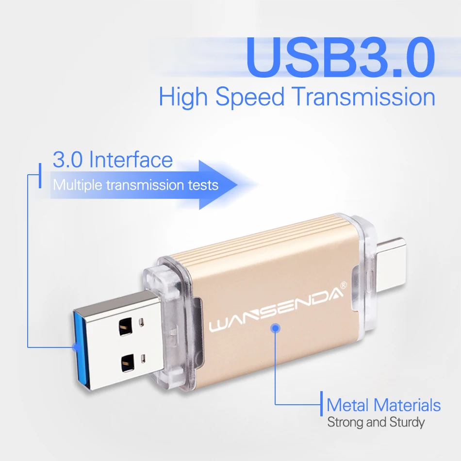 Флеш накопитель WANSENDA OTG USB 3 0 и Type C флешка 512 ГБ 256 Флешка 32 Гб 64 128 ГБ|USB